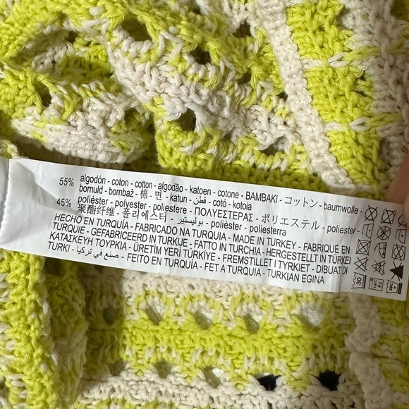 Zara Crochet Tank Top Green White Size 9-10 - Picture 6 of 7